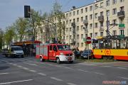 24.04.2019, kolizja samochodu z tramwajem na ul. Popiełuszki w Warszawie [1]