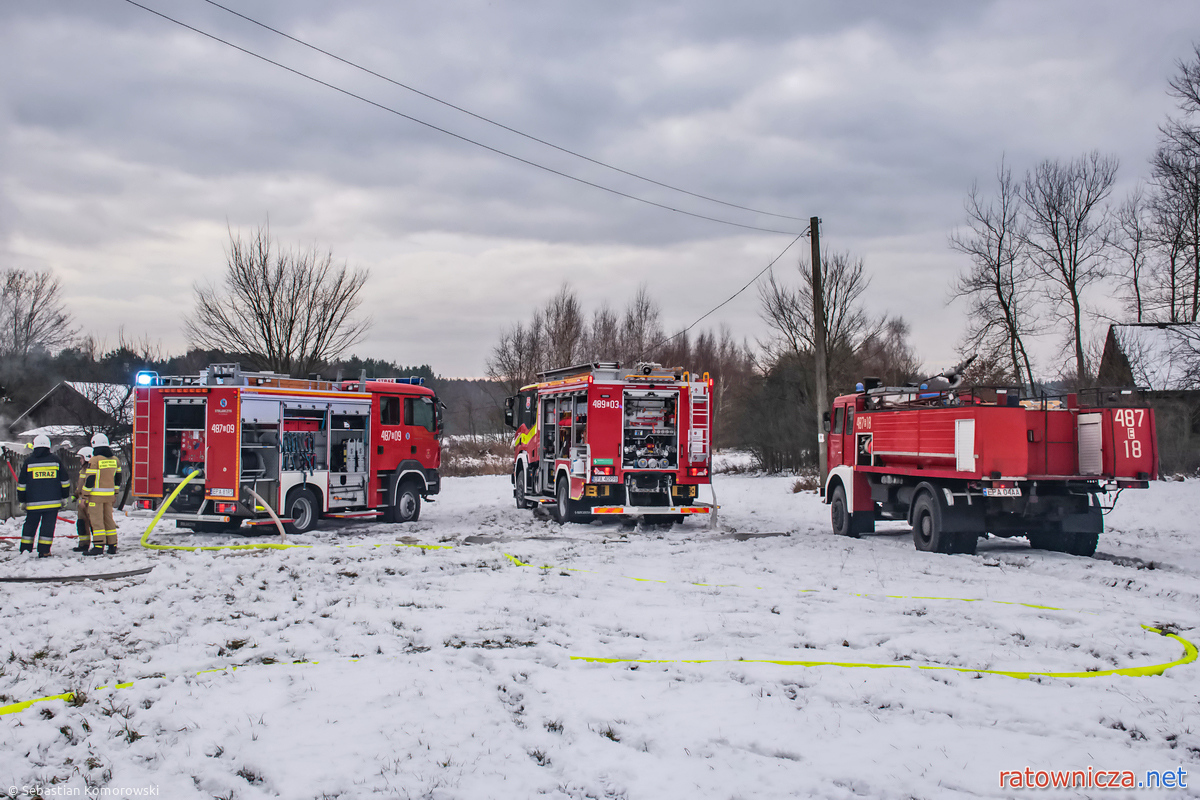 06.01.2025. Pożar budynku mieszkalnego w m. Drzewociny [1]