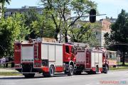 Pożar tramwaju na ul. Łaskiej w Pabianicach (1)